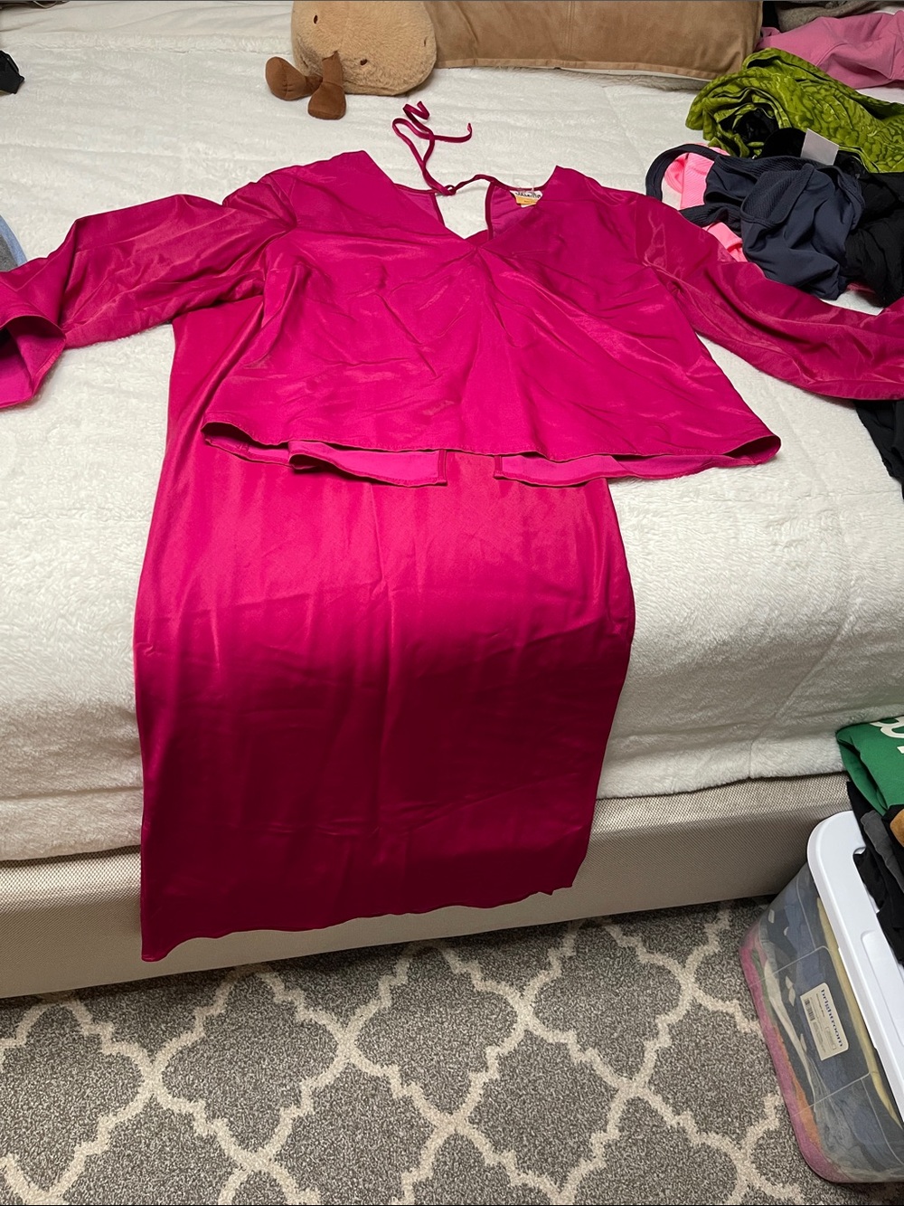 Fuchsia Midi Dress with Flattering Peplum Top